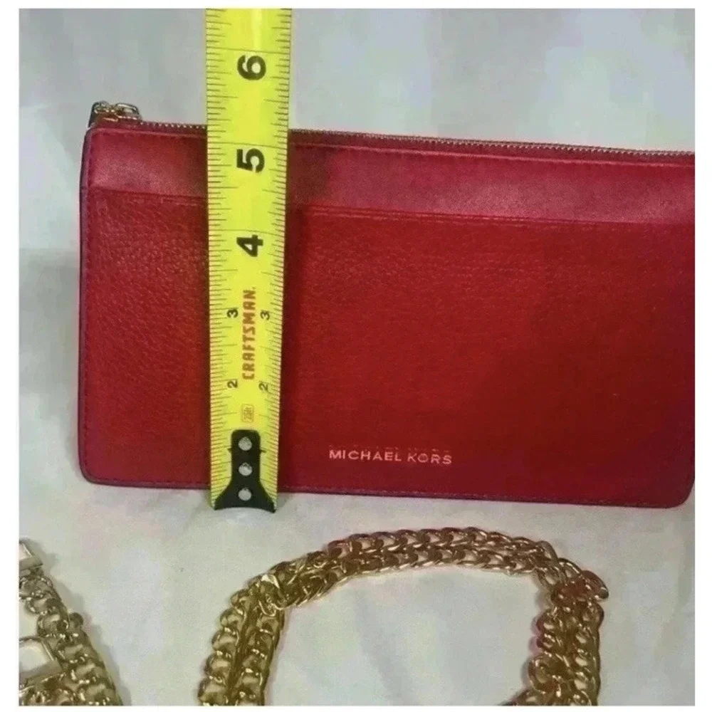 Michael Kors Empire Crimson Red Leather Convertible Crossbody Bag 32H3G8EC7L